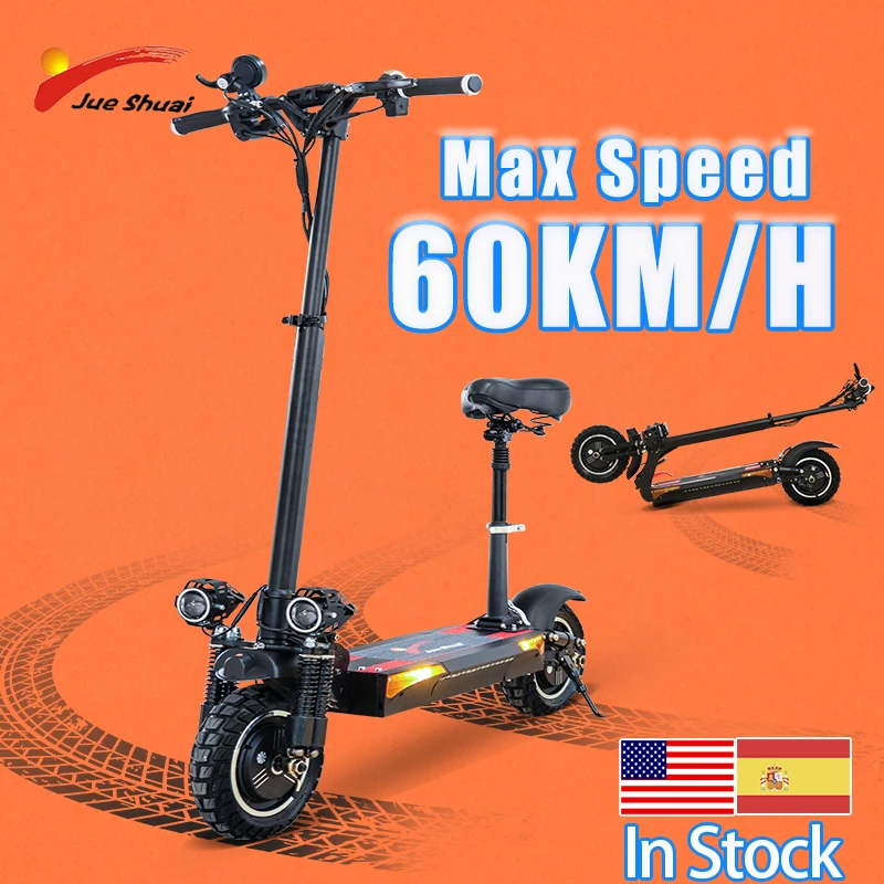 

Jueshuai Electric Scooter 2000W Dual Motor 10-Inch Tire 60KM/H 60V26A Battery Patinete Electrico Adulto
